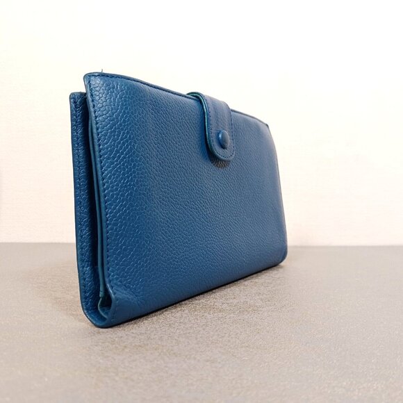 🔥💎 Chanel Caviar Kiss Lock Leather CC Logo Long Wallet Purse Blue Full set - Picture 7 of 16